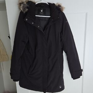Spyder Women's Black Ski Jacket with Fur Hood